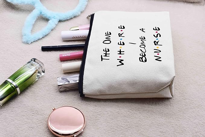 LIBIHUA Makeup Bag Cosmetic Bag Birthday Graduation Christmas Gift Registered Nursing Graduation Present Soon to Be Nurse Graduation Present for Medical Student the One Where I Become A Nurse