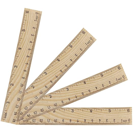 144 Packs 6 Inch Wooden Rulers, 2 Scales Double Sided Pine Wood Student Ruler Measuring Rulers Straightedge for Home, School, Office, Craft Uses, 15 cm