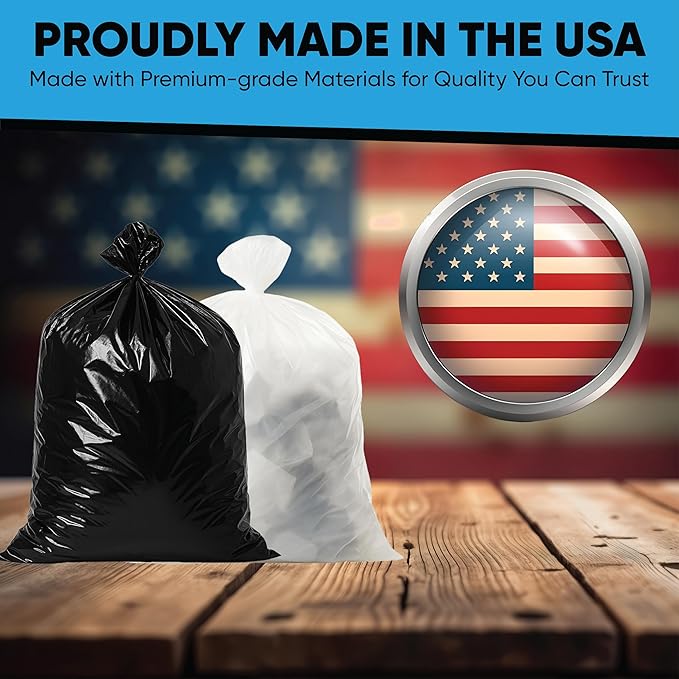 Black 13 Gallon Trash Bags – Bulk 1020 Count – Tall Kitchen Garbage Bags – 13 Gal Unscented Plastic Can Liners for Bathroom, Office, Janitorial, Commercial, Industrial, Municipal – Drawstring-Free