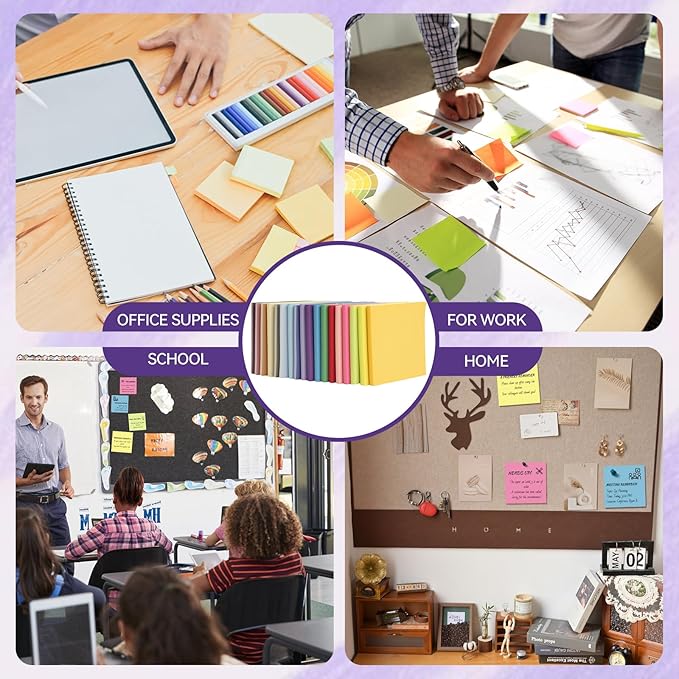(18 Pads) Sticky Notes 3x3 inch, Self-Stick Note Pads, 18 Colorful Sticky Note for School Supplies or Office Supplies