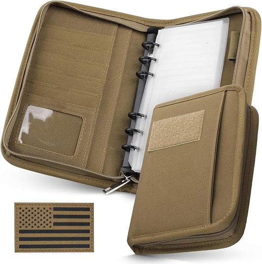 WYNEX Tactical Notebook Padfolio Ring Binder - Refillable 6-Ring A6 Binder, Zip Hardcover Notebook with 45 Pages, Water-Resistant Notebook Cover for Planners, College, Office, Field, Gift