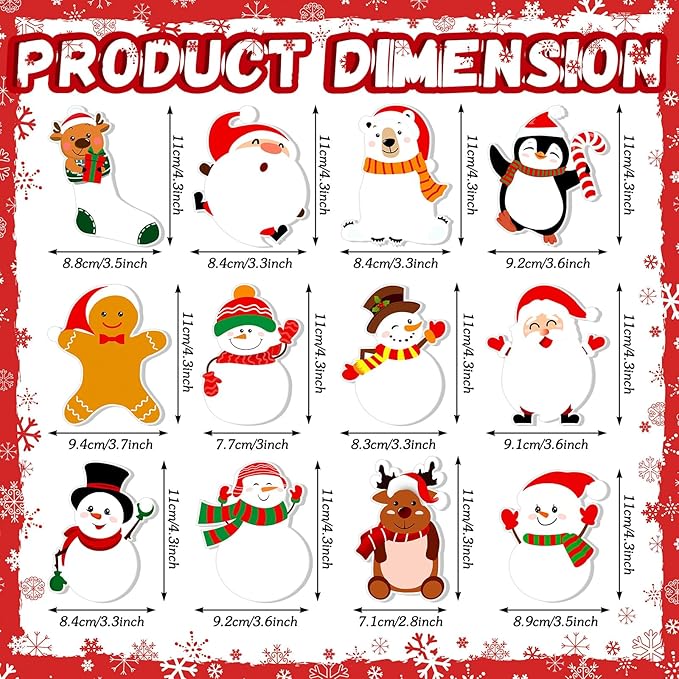 Zhanmai 1200 Pcs Christmas Sticky Notes Bulks Christmas Notepads Penguin Gingerbread Man Elk Snowman Xmas Self-Adhesive Writing Memo Pad Office Home Daily Reminders Supplies