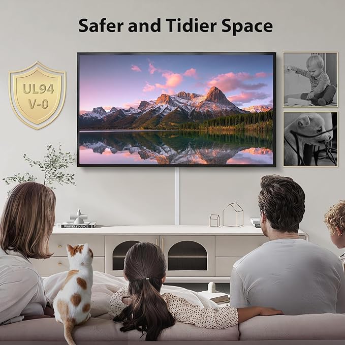 66in (4X L16.5in) Large Wire Hiders for TV on Wall for 3-4 Cords - ZhiYo PVC Cable Cover Kit with Pre-Applied Adhesive Tape, Ideal for Wall Mounted TVs Home Office, W1.2in x H0.7in Black