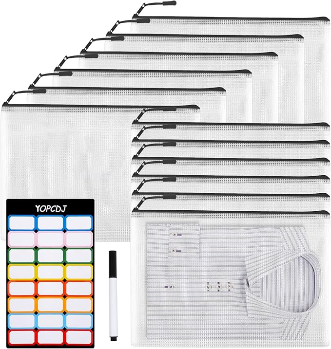 12pcs Mesh Zipper Pouch Bags, A3 Puzzle Bag for Organizing, File Bags Storage Bag, Board Games and Office Supplies