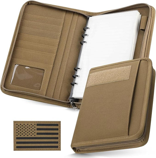 WYNEX Tactical Notebook Padfolio Ring Binder - Refillable A5 6-Ring Binder, Zip Hardcover Notebook with 80 Pages, Water-Resistant Notebook Cover for Planners, College, Office, Field, Gift