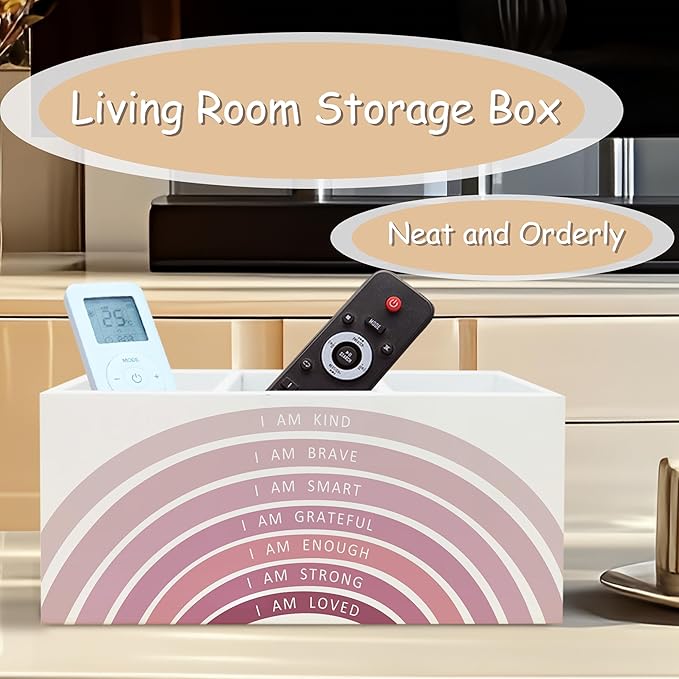 Pink Boho Rainbow Positive Affirmations Pen Pencil Holder for School Classroom Office Desk, Book Center Calming Corner Playroom Decor, Inspirational Makeup Brush Toothbrush Holder Organizer