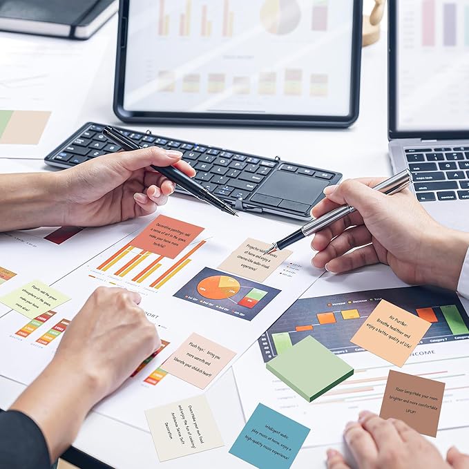 (18 Pack) Sticky Notes 3x3 in Post, Vintage Colors, Sticky Pads, Strong Adhesive, Recyclable, Self-Stick Pads, Easy to Post for Home, Office, Notebook