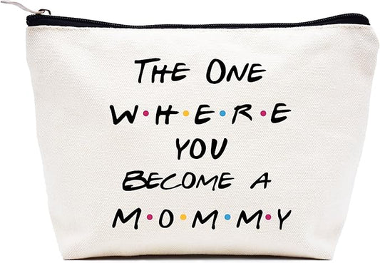 LIBIHUA Mother's Day Gift for New Mommy First Time Mom Mother to Be Ideas Promoted to Mom Baby Shower Present Pregnancy Announcement Gift the One Where You Become A Mommy Makeup Bag Cosmetic Bag