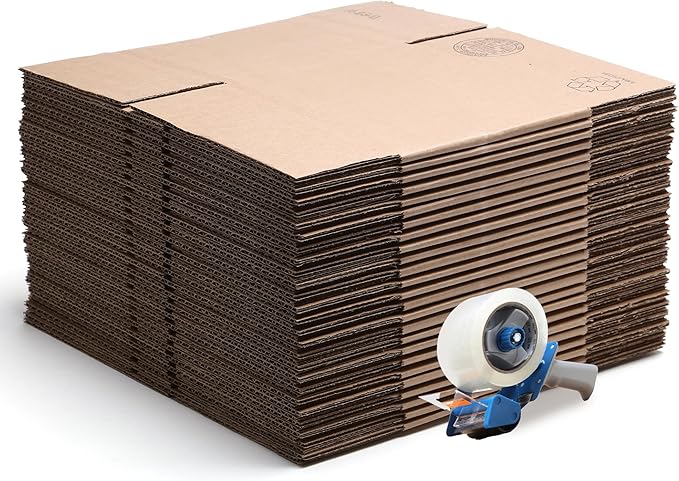 The Boxery 14"x10 1/2"x3" Brown/Kraft Corrugated Cardboard Shipping Boxes 100-Pack | Mailing, Packing, Moving & Storage for Business/Home – Durable - Eco-Friendly, Recyclable - Made in the USA