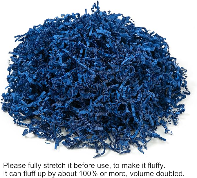 Mefleet 2 LB Crinkle Cut Paper Shred Filler Dark Blue Crinkle Shredded Paper for Gift Box - Gift Basket Bag Filler - Grass Cushion Stuffing for Father's day, Birthday Packaging Wrapping