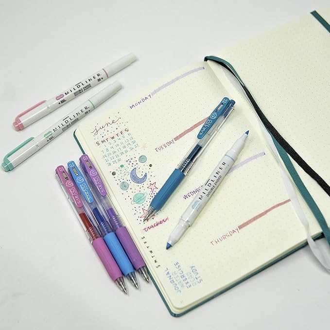 Zebra Pen Journaling Set, 14-Pack Assorted Colors, Includes 7 Mildliner Highlighters and 7 Sarasa Clip Gel Pens, Ideal for Journals, Planners, and Note-Taking (10014)