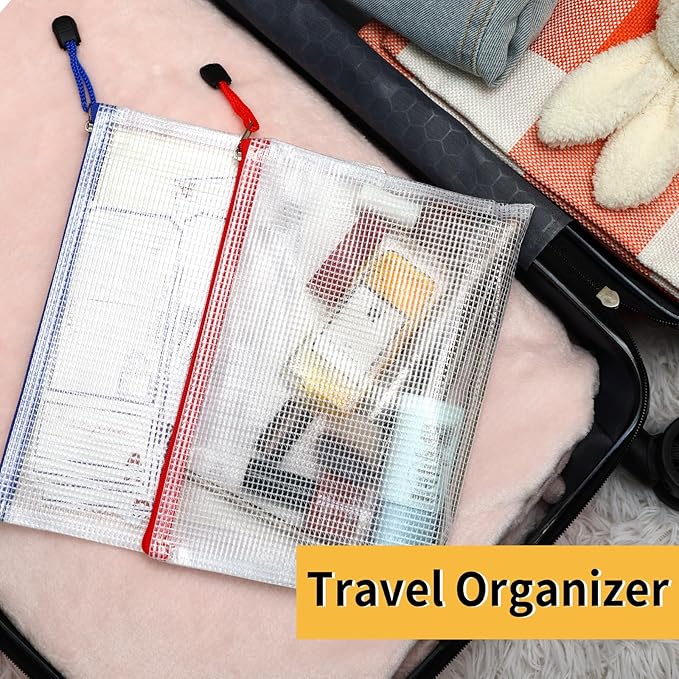 EOOUT 36pcs Pencil Pouch, Mesh Zipper Pouch Zipper Bags, 6x9 Inches Large Storage Bags for Organizing, 12 Colors Puzzle Bag Zipper File Bags for Office Supplies