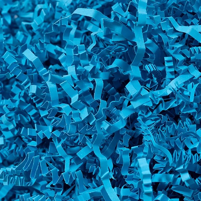 Mefleet 2 LB Crinkle Cut Paper Shred Filler Blue Crinkle Shredded Paper for Gift Box - Gift Basket Bag Filler - Grass Cushion Stuffing for Christmas Holiday Packaging Wrapping