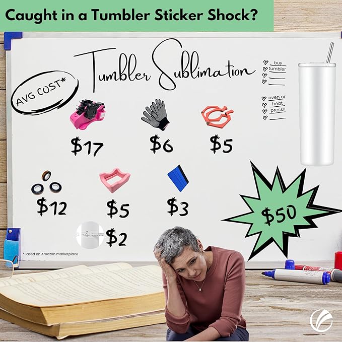 echomerx Sublimation Tape Dispenser Bundle Tumbler Edition - Semi-Auto Tape Dispenser, Heat Resistant Gloves, Heat Tapes & More - Ultimate Starter Kit for Tumbler Sublimation