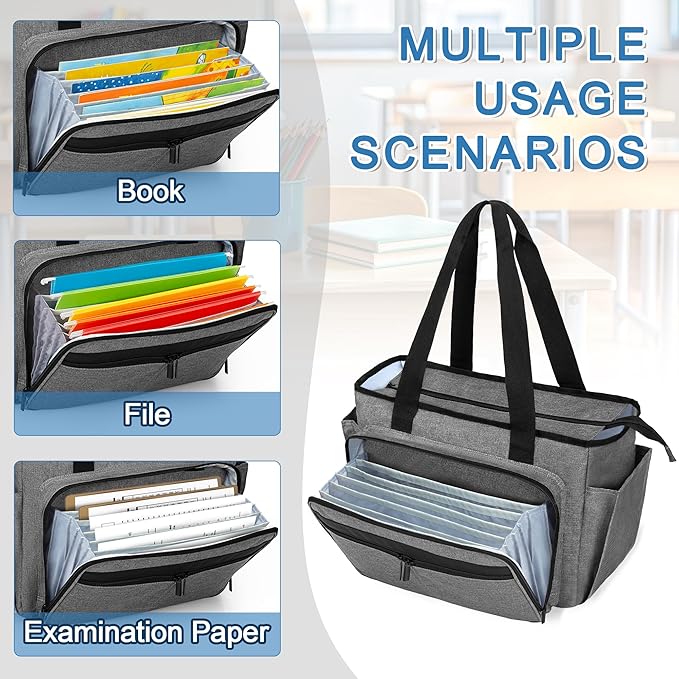 Trunab Teacher Tote Bag for Women, Nurse Utility Tote with Expanding File Folder Pocket, Office Laptop Briefcase for Work