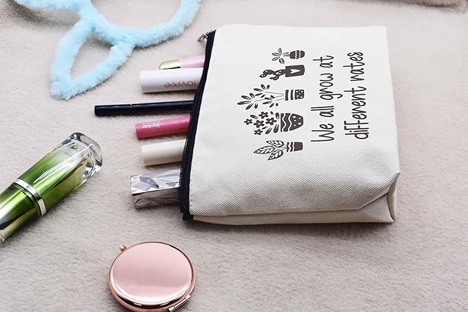 Birthday Christmas Gifts Funny Inspirational Quotes Gifts Affirmations Educational Present Positive Motivational Encouragement Present Makeup Cosmetic Bag Travel Pouch We All Grow at Different Rates