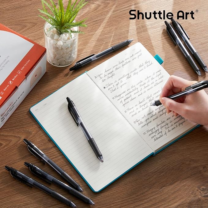 Shuttle Art Black Gel Pens, 70 Pack Retractable Medium Point Rollerball Gel Ink Pens Smooth Writing with Comfortable Grip for Office School Home Work