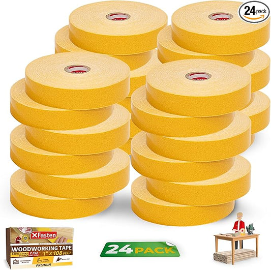 XFasten Bulk Double Sided Woodworking Tape 1-inch, 2,592 Feet Total (24-Pack) Residue-Free Removable Double Sided Tape for Woodworking Router Template, Woodworkers CNC Routing Machine