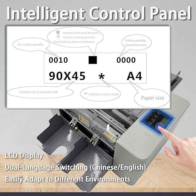 A4 Automatic Business Card Cutter Machine, 110V Electric Card Slitter with Auto Paper Feed, 30 Cards/Min, for 180-350GSM Thick Paper, with Waste Box, Ideal for Printing Shops Office School