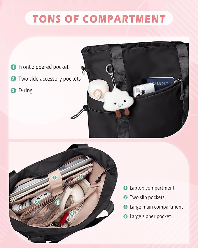 Work Tote with Crossbody Strap for Women, Tote Bag with Laptop Sleeve and Water Bottle Pocket for Work and School