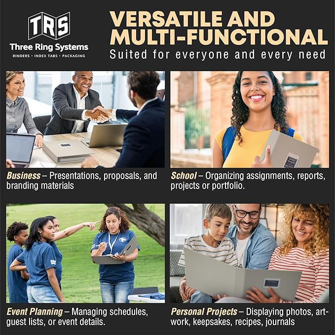 Customizable 1-Inch 3-Ring Binder with Linen Cover & Insertable Window – Ideal for Photos, Portfolios, Recipes, and Presentations – Durable, Eco-Friendly – Made in The USA (Canvas Linen)