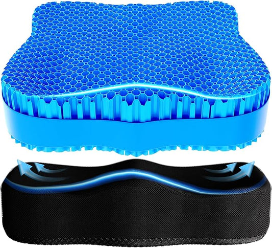 Seat Cushion, Gel Wheelchair Seat Cushion Chair Pad Cushion, Relieve Sciatica, Back, Coccyx, Pressure Sore and Ulcer Pain, Wheelchair Accessories with Waterproof Mesh Fabric
