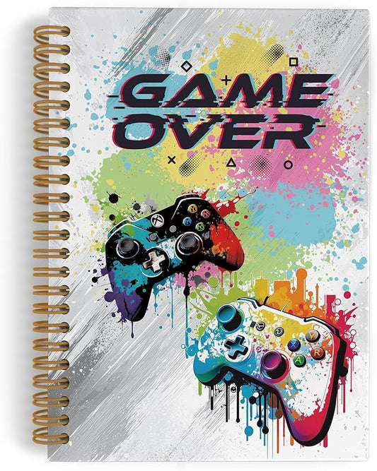 Gamer over Spiral Notebook, Kids Gaming Notebook Journal, Gaming Gifts for Gamers Boys, Game Notebooks for School Work, Kids Gaming Office Supplies Gifts for Boys Men Colleagues, 5.5x8.3 Inch