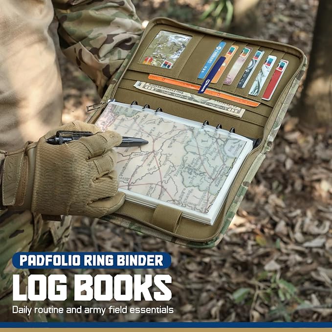 WYNEX Tactical Notebook Padfolio Ring Binder - Refillable 6-Ring A5 Binder, Zip Hardcover Notebook with 80 Pages, Water-Resistant Notebook Cover for Planners, College, Office, Field, Gift