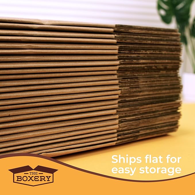 The Boxery 18"x13 3/4"x5" Brown/Kraft Corrugated Cardboard Shipping Boxes 100-Pack | Mailing, Packing, Moving & Storage for Business/Home – Durable - Eco-Friendly, Recyclable - Made in the USA