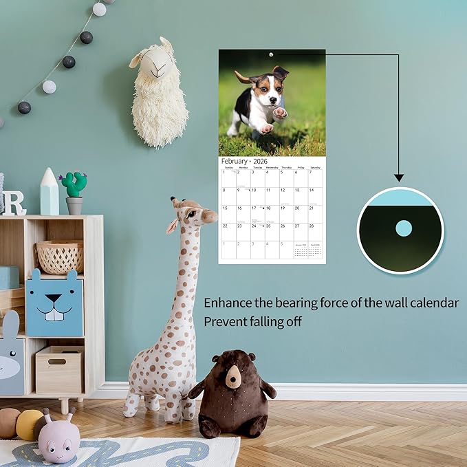2026 Wall Calendar,Calendar 2026, November 2025 - December 2026, Wall Calendar Puppies Beagles, 12" x 24" Opened,Full Page Months Thick & Sturdy Paper for Gift Perfect Calendar Organizing & Planning