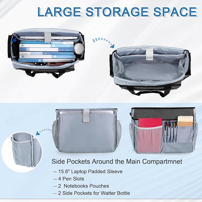 Trunab Teacher Tote Bag for Women, Nurse Utility Tote with Expanding File Folder Pocket, Office Laptop Briefcase for Work