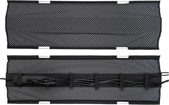 PERFECT POSTURE Mesh Cable Organizer – Under Desk Cable Management with Adjustable Straps, Flexible Mesh, Easy-Access Design, & Standing Desk Compatible – 37.4” (Gray)