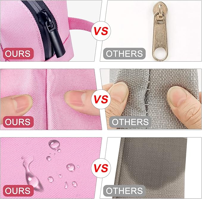 Fmeida Pink Pencil Case Aesthetic Large Capacity Pencil Case Portable Pencil Bag with Handle Cute Stationery Pen Bag Pouch Organizer for School Office Travel