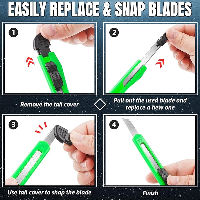 30 Pack Box Cutter Retractable, Snap-Off 9MM Utility Knife, Auto-Lock Razor Knife for Home, School, Hobby Use, Compact Box Opener Exacto Knife for Cutting Boxes, Carton, Cardboard, Vinyl, Rope