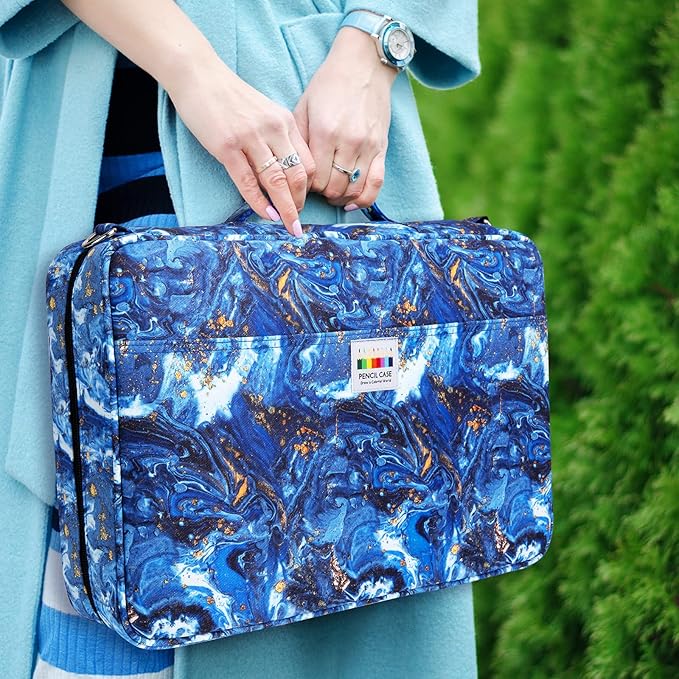 YOUSHARES Big Capacity Colored Pencil Case - 480 Slots large Pen Case Organizer with Multilayer Holder for Prismacolor Colored Pencils & Gel Pen (Quicksand Gold)