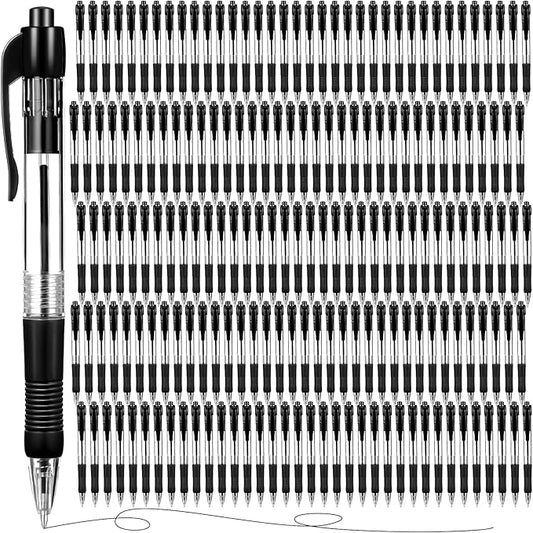 Fainne 200 Pack Retractable Ballpoint Pen 1.0 mm Medium Point Refillable Smooth Click Writing Pens With Grip for Work Journal Writing Office School Supplies(Black Ink)