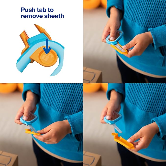 Fiskars Kids Cardboard Creator – Safer Cardboard Cutting Tool with Ergonomic SoftGrip Handle, For Craft and School Supplies, 5 inches