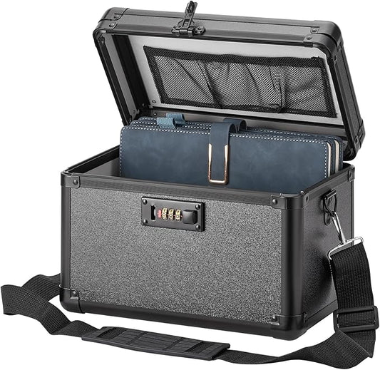 Large Lock Box - Security Combination Lock Box, Locking Storage Case for Personal Items and Medicine, Childproof Lockable Lockbox for Home/Office/School, 11.2x7.4x6.8 Inch, Black