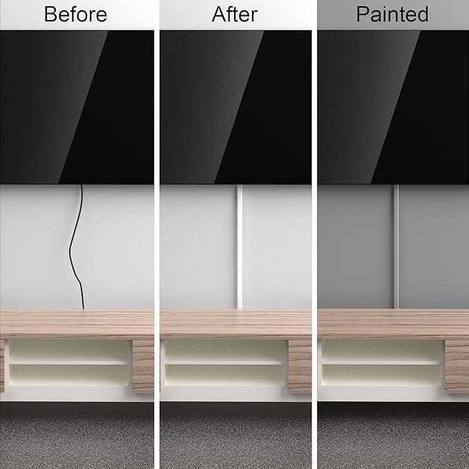 ZhiYo 85in Cord Covers for Wires on Wall, 1 Mini Cord Hider Wall, Self-Adhesive Wire Covers for Cords, Paintable TV Cable Hider Cable Management Kit, 6X L14.2in, W0.46in H0.3in, CMR05 White