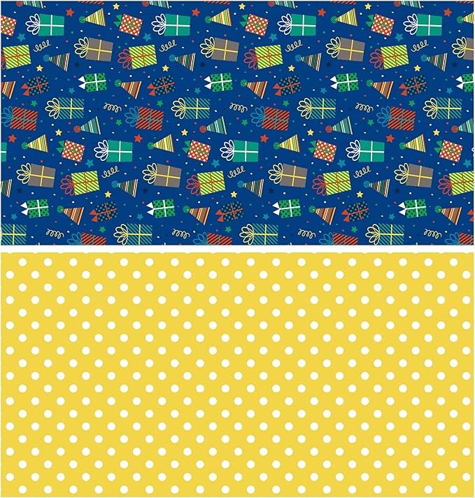 WRAPAHOLIC Reversible Birthday Wrapping Paper - Mini Roll - 17 Inch X 33 Feet - Gift Boxes and Polka Dot Design for Birthday, Party, Baby Shower