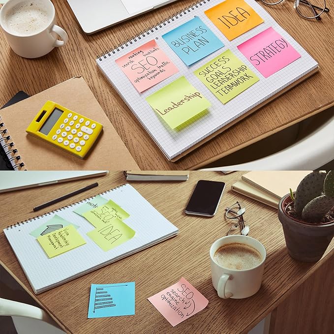 (24 Pack) Sticky Notes 3x3 inch, Self-Stick Pads Bright Colors Sticky Note for Home, Office, Notebook,50Sheets/Pad Total 1200 Sheets