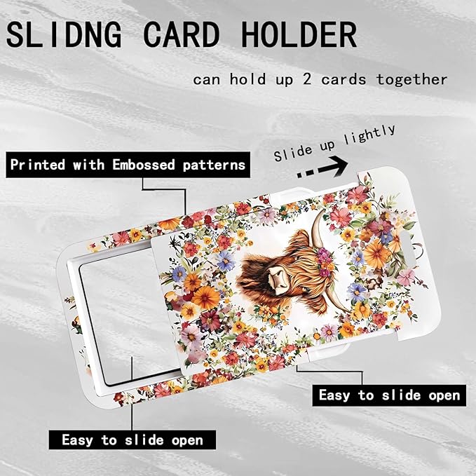 Vintage Highland Cow Lanyards for ID Badge Holder for Women, Cute Florals Teacher Lanyard with ID Holder Clip, Retractable Keychain Badge Reel, Teacher Student Nurse Work Office