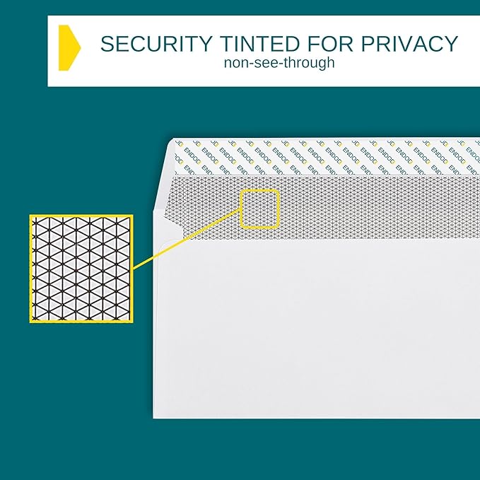 #10 Envelopes Self Seal - 80/pack - 4 1/8 x 9 1/2 inch Letter Size - Business Envelopes #10 Peel & Seal Closure, Security Tinted for Documents, Invoices, Statements - Blank White 24 lb paper