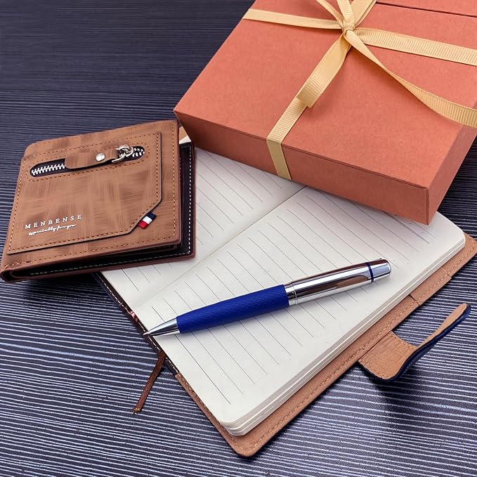 Yastar Customised Pens with a Wallet - Souvenir Gift Set with Gift box 2 extra Black Refills Engrave any Message on the Pen Gift for Christmas Father's day Graduation Wedding Gifts