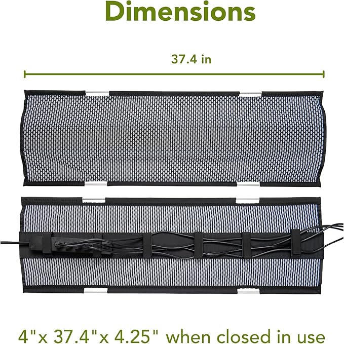 PERFECT POSTURE Mesh Cable Organizer – Under Desk Cable Management with Adjustable Straps, Flexible Mesh, Easy-Access Design, & Standing Desk Compatible – 37.4” (White)