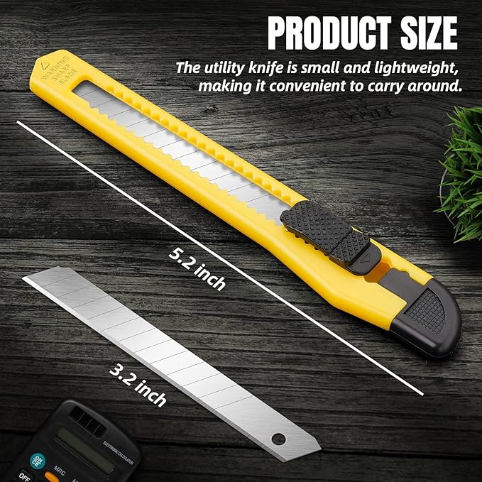 30 Pack Box Cutter Retractable, Snap-Off 9MM Utility Knife, Auto-Lock Razor Knife for Home, School, Hobby Use, Compact Box Opener Exacto Knife for Cutting Boxes, Carton, Cardboard, Vinyl, Rope