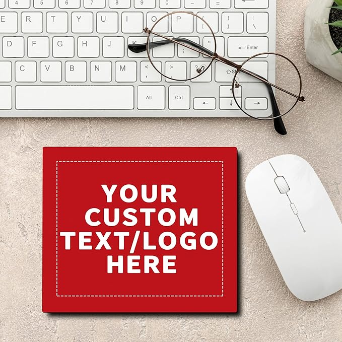 Custom Rectangle Mousepads Set of 100, Personalized Bulk Pack - Great Gift for Employees, Clients, and for Tradeshows - Red