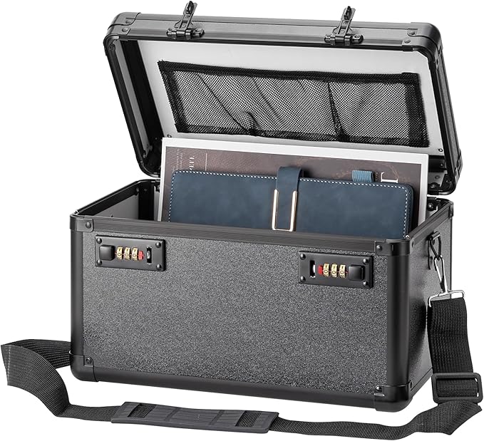 Large Lock Box - Security Combination Lock Box, Locking Storage Case for Personal Items and Medicine, Childproof Lockable Lockbox for Home/Office/School, 13.4x8.2x7.6 Inch, Black