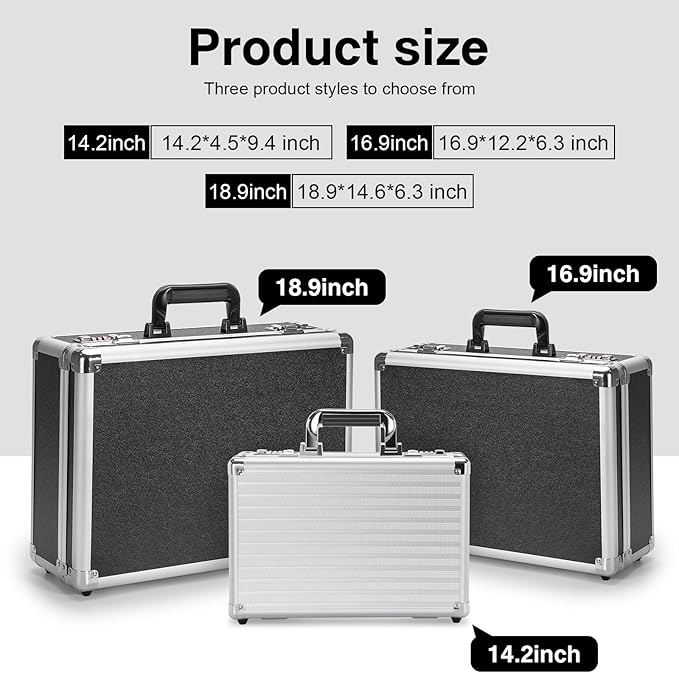 Security Lock Boxes - 18.9 x 14.6 x 6.3 Inch X-Large, Portable Locking Storage Totes with Dual Combination Locks, Medicine Lock Box, Lock Boxes for Personal Items, Cash & Briefcase - Black