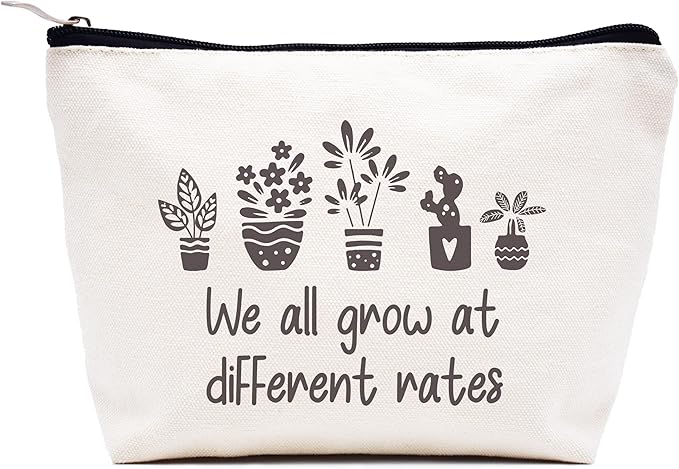 Birthday Christmas Gifts Funny Inspirational Quotes Gifts Affirmations Educational Present Positive Motivational Encouragement Present Makeup Cosmetic Bag Travel Pouch We All Grow at Different Rates